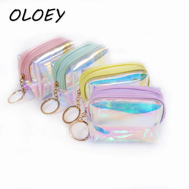 

Women Laser Transparent Coin Purse PVC Money Change Bags Cosmetic Makeup Lipstic Storage Clutch Handbag Small Wallet Pouch#