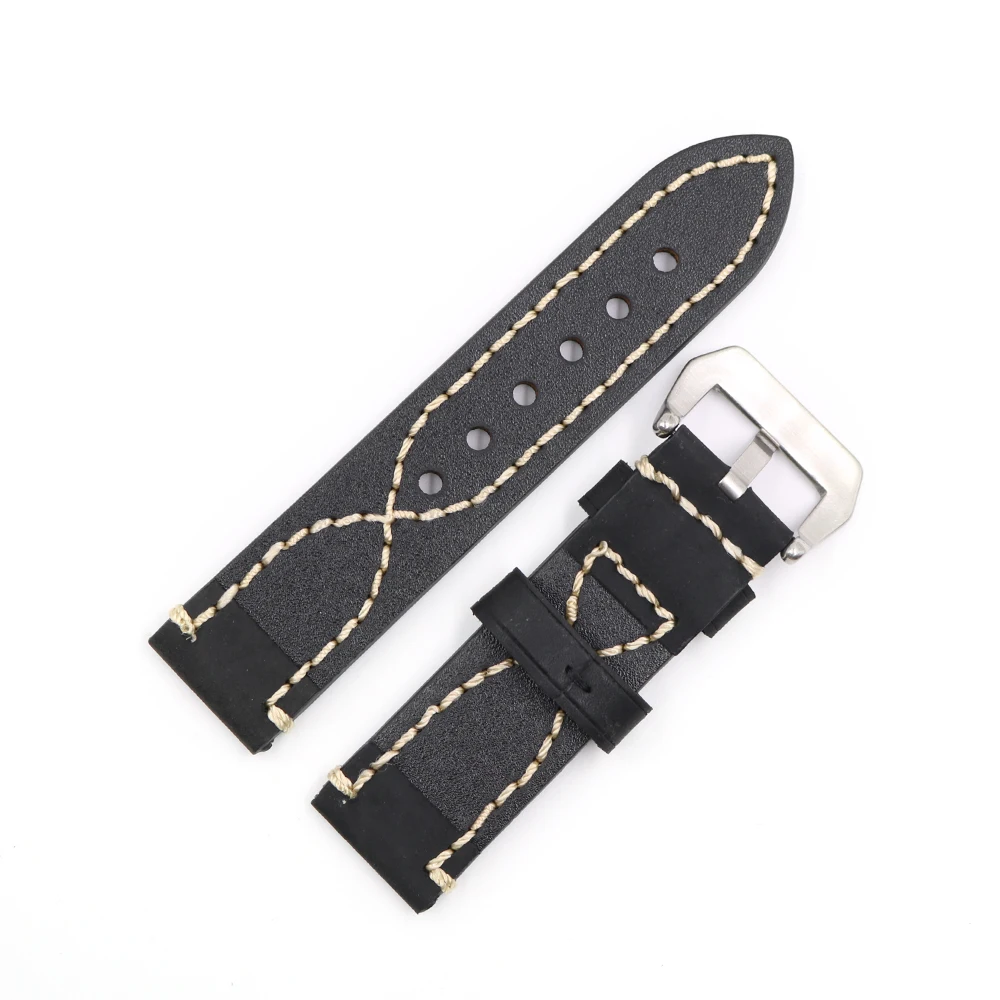 Rolamy 20 22 24 26mm Black Thick Strap Watch Band For Tag CARRERA Omega Montblanc Panerai Daytona Submariner Tissot