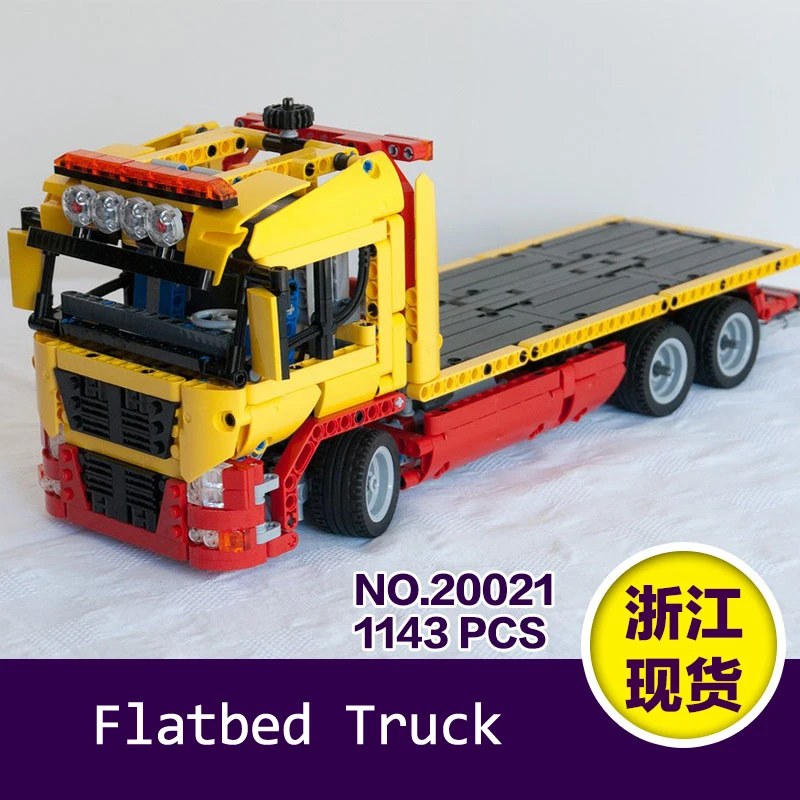 

1143Pcs Technic Electric Flat Trailers Flatbed Truck Model Building Blocks Toys Compatible with Legoings