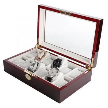 

Watch Display Wooden 12 Slot Watch Storage Box Display Organizer Case Container with Key Luxury High Quality Watch Holder Box c
