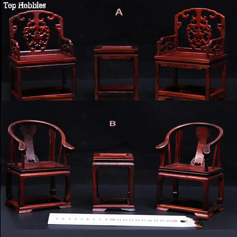 

1:6 Scale Scene Prop Furniture Mahogany Wooden Redwood Tables & Chairs Set Model Chinese Style Accessories Fit 12"Hottoys Figure