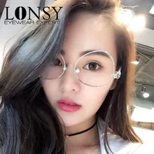 LONSY бренд оправы для очков женские фирменный дизайн модные прозрачные линзы оптические очки металлическая оправа