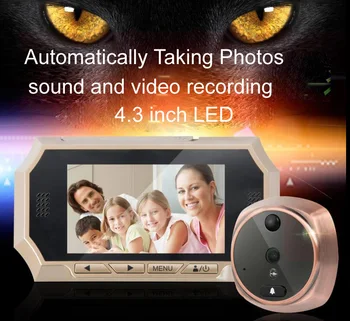 

4.3 Inch LCD Digital Door Peephole Viewer Auto Photos/Audio Video Record PIR Motion Sensor HD IR Night Vision Music Doorbell