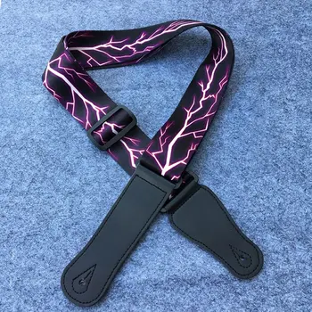 

Hootenanny Style Guitar Straps Retro Braided National Style Cotton Genuine Leather Adjustable Length