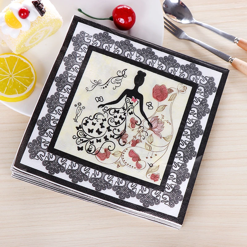 Buy Black Lace Flower Wedding Paper Napkins Cafe
