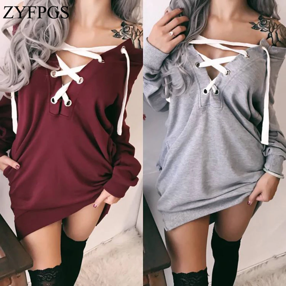 ZYFPGS 2019 Women's Hoodies Solid Tied Neckline Sweatshirt Basic Classic Fashion Hip Hop Autumn Top Sales Leader Harajuku Z0818 ZYFPGS 2019 Women's Hoodies Solid Tied Neckline Sweatshirt Basic Classic Fashion Hip Hop Autumn Top Sales Leader Harajuku Z0818