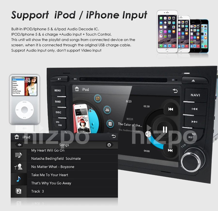 Cheap HIZPO 7 Inch Touch screen Car DVD player for Audi A4 B6 2000-2006 year RS4 Seat Exeo GPS navigation BT DVR  Free camera Map card 5