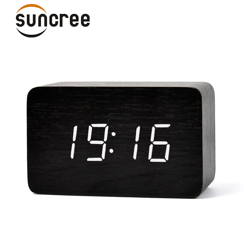 Светодиодный термометр Suncree цифровые часы с датой и температурой деревянные
