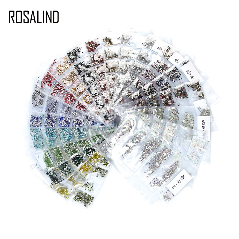 

ROSALIND 1 Bag Glitter Crystal Nail art Rhinestone 3D Glass On Decor For Nails Rhinestones For Nail Art Decorations