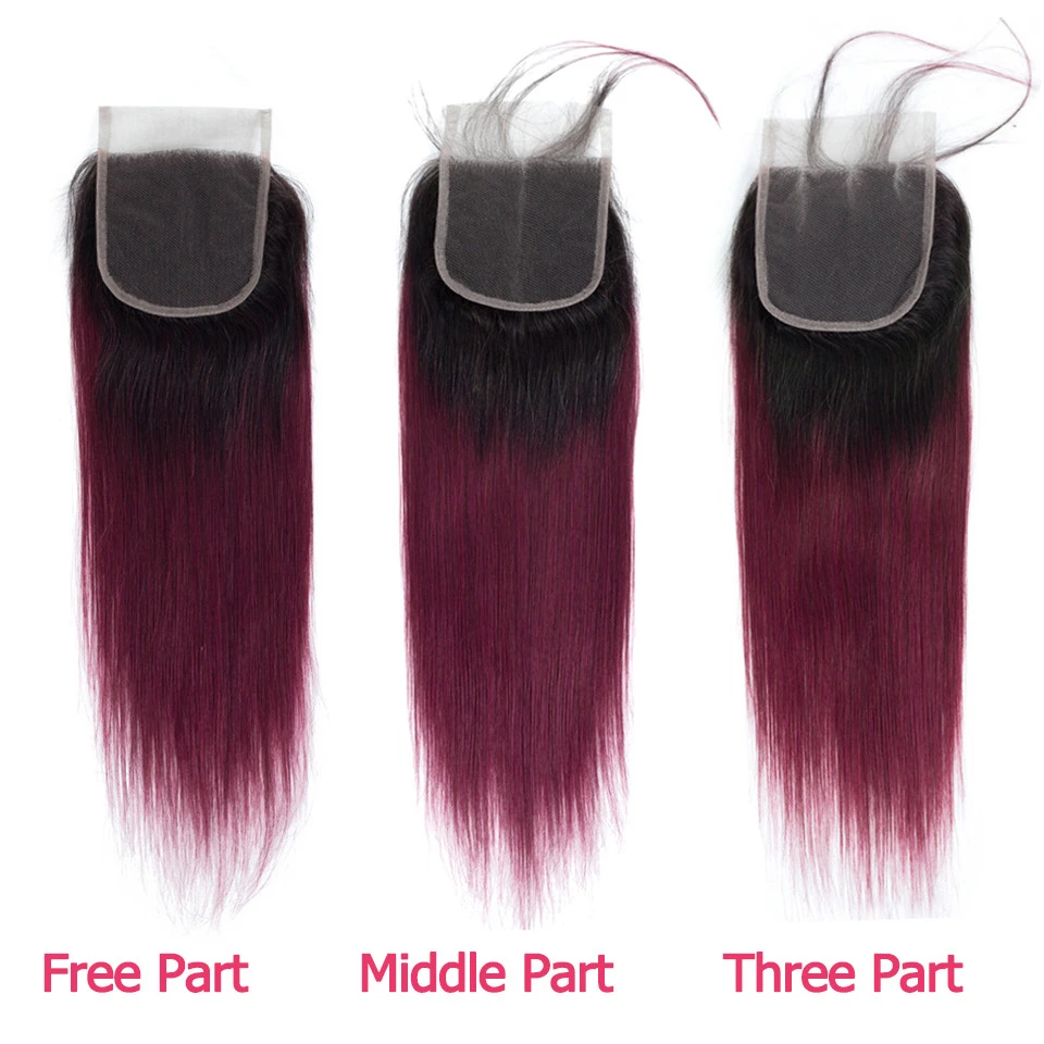 Smoora-Ombre-Color-3-Bundles-With-Lace-Closure-1B-99-Dark-Roots-Brazilian-Straight-Hair-Ombre