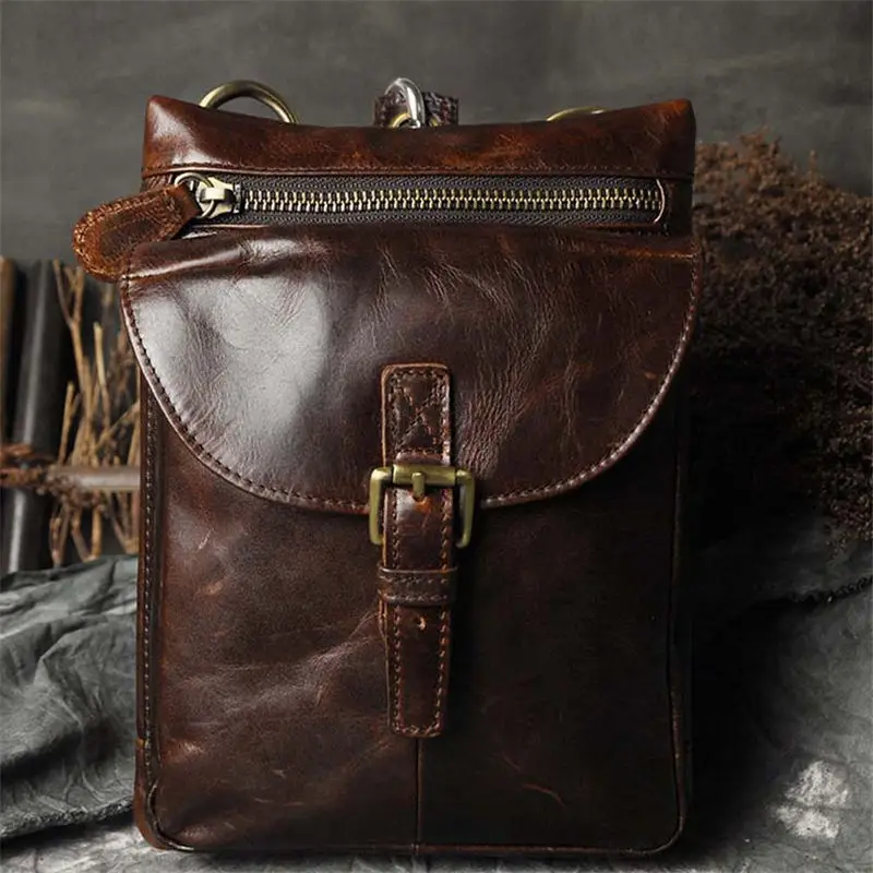 

Steelsir Men The First Layer Oil Genuine Leather Tide Of Foreign Trade Cell Phone Camera 7 Inches Shoulder Waist Bags