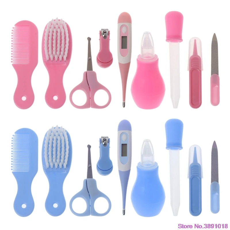 

New 9pcs/Set Newborn Baby Kids Nail Hair Health Care Thermometer Grooming Brush Kit