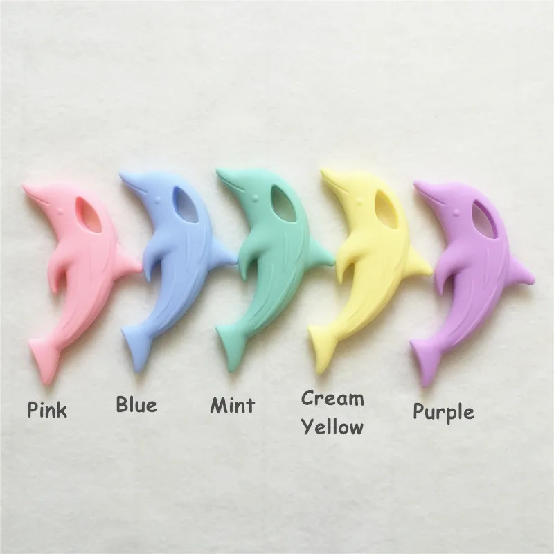 

Chenkai 5PCS BPA Free Silicone Baby Dolphin Teether Pendant DIY Baby Pacifier Dummy Nursing Necklace Teether Toy Accessories