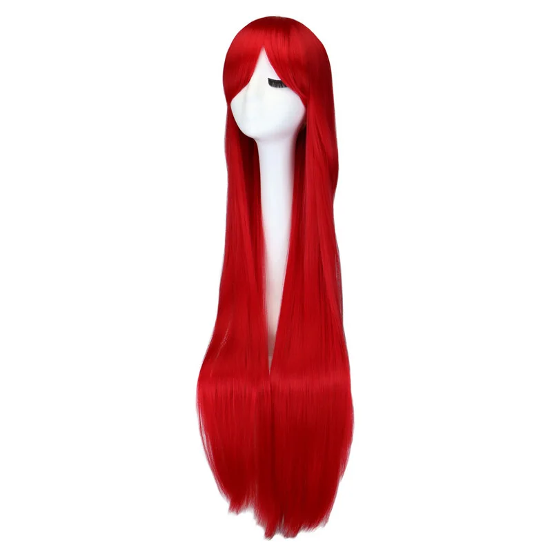 Synthetic Hair Wigs Long Straight Cosplay 100 Cm Black Purple Red Pink Blue Dark Brown
