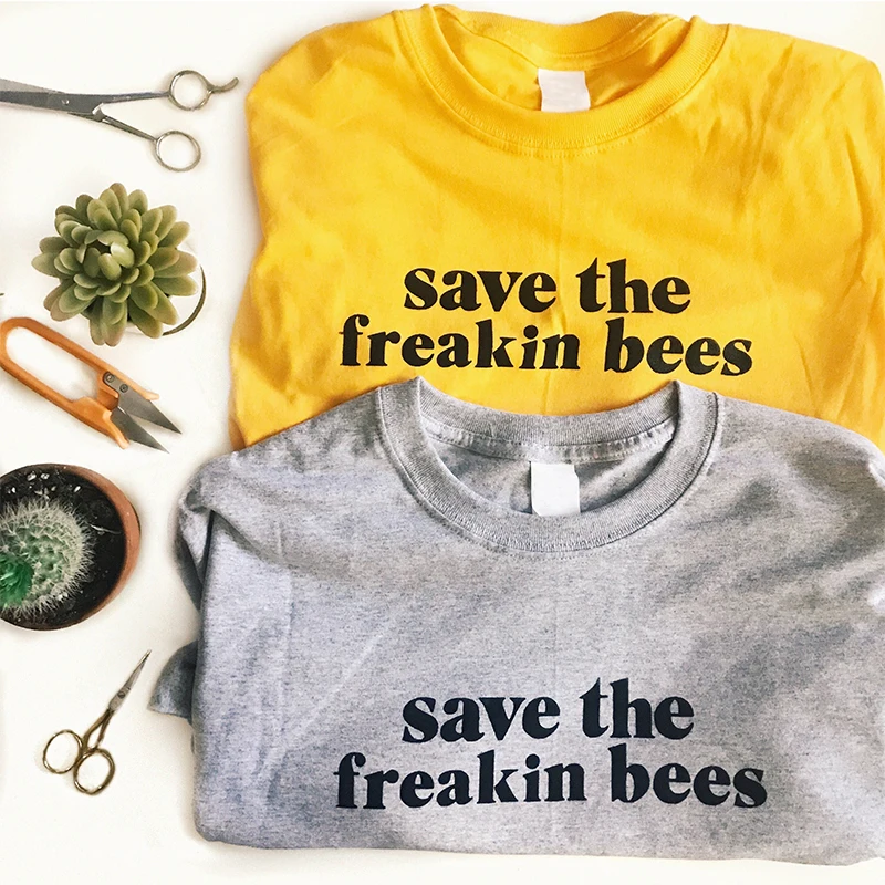 Сохранить Freakin пчелы унисекс уличная футболка хлопок Графический футболки для девочек для женщин Забавные футболки розовый эстетический