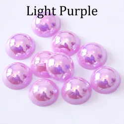 Iridescent Imitation Pearl Flatback Beads for DIY Jewelry and Nail Art (Light Purple)