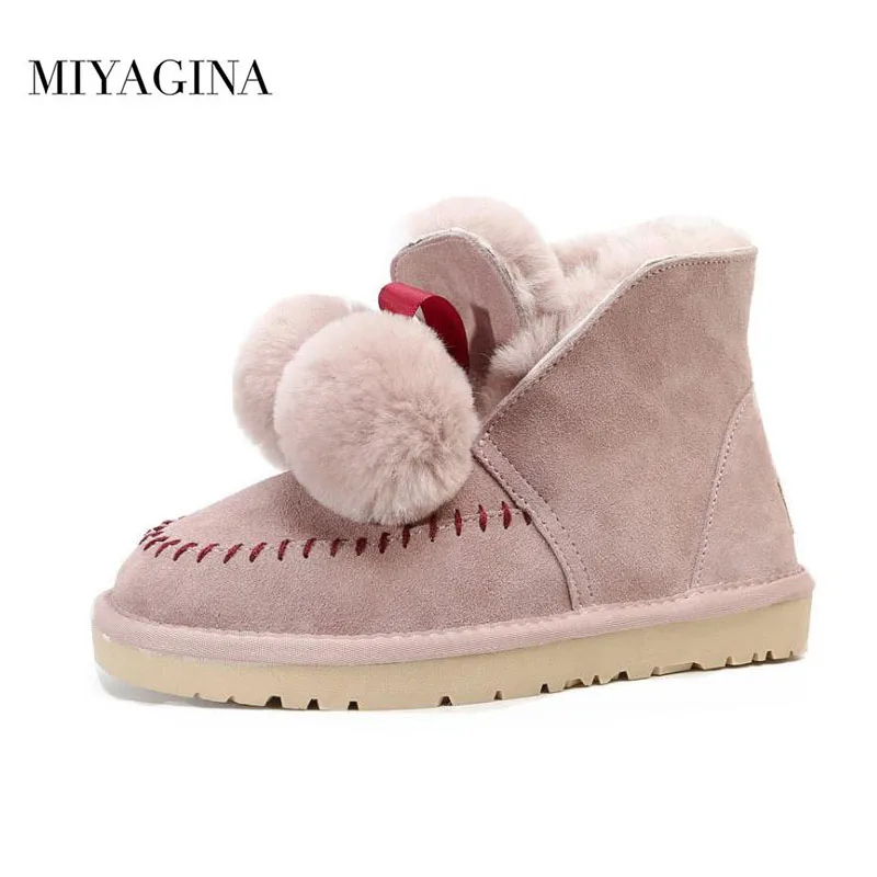 

Top Quality Women Snow Boots Genuine Leather Natural Fur Winter Boots Women's Fashion Ankle Boots Women Shoes Wool Warm Boots