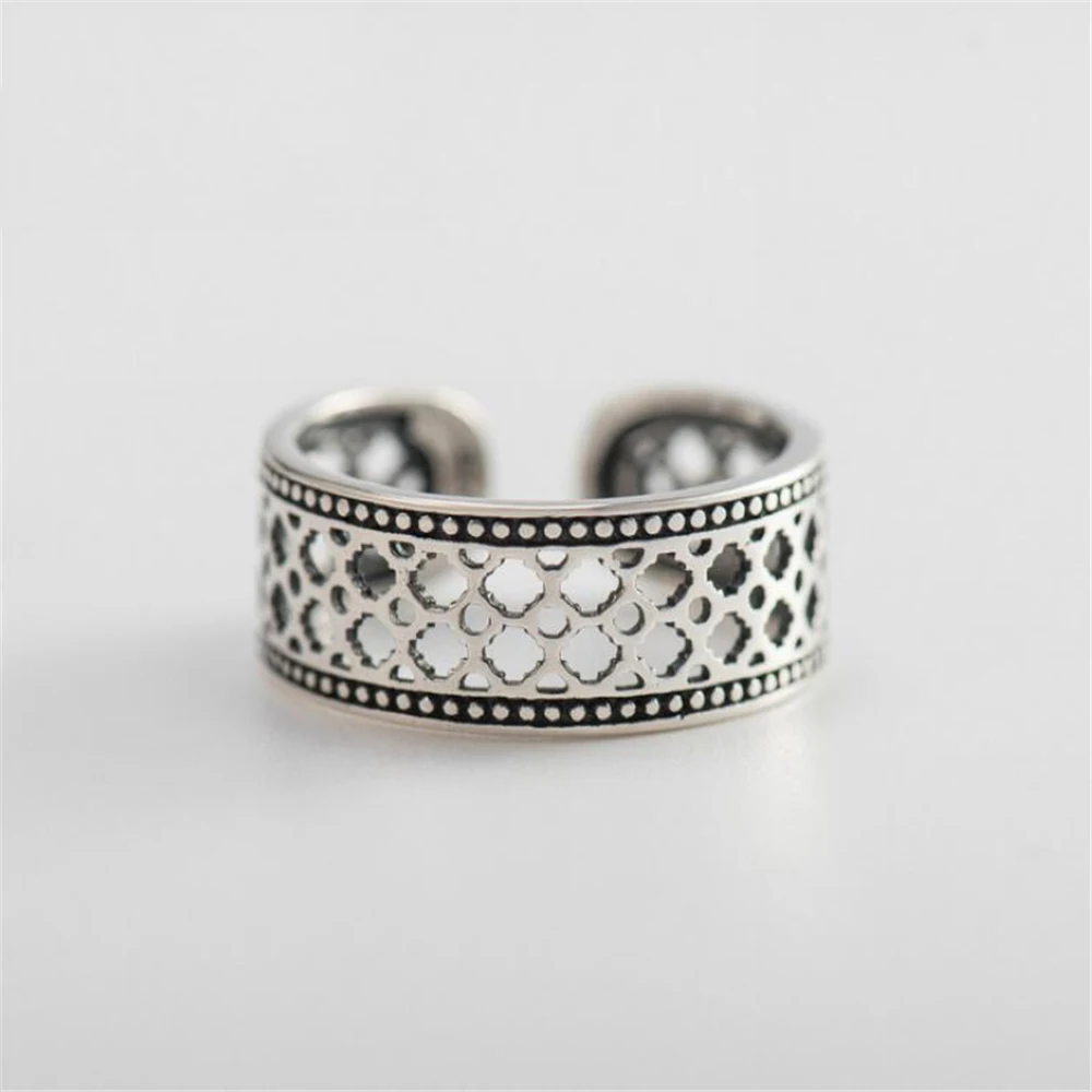 

925-20R Unique Design Hollow Out Ring Round Finger 925 Sterling Silver Open Ring