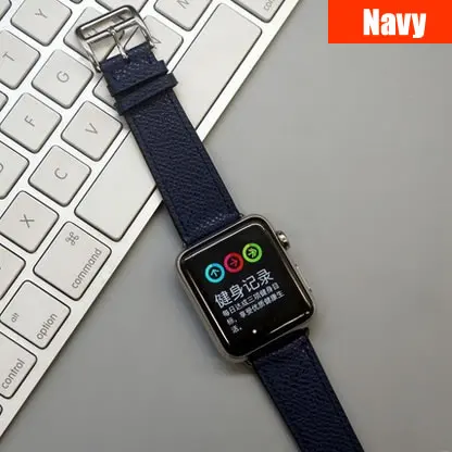 38-42 мм ремешок для Apple Watch 4 ремешок для часов из натуральной кожи для Apple Watch Series 1 2 3 4 Herm Замена браслета - Цвет ремешка: Navy