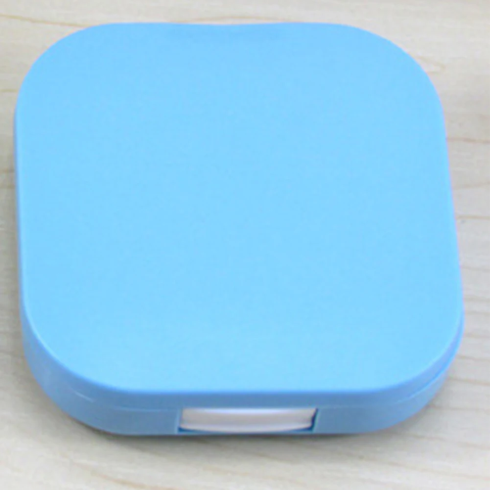 Мини-контактный объектив Дорожный комплект, портативный Квадратный Контейнер для контактных линз держатель с крошечным зеркалом Пинцет присоска и решение - Цвет: Blue