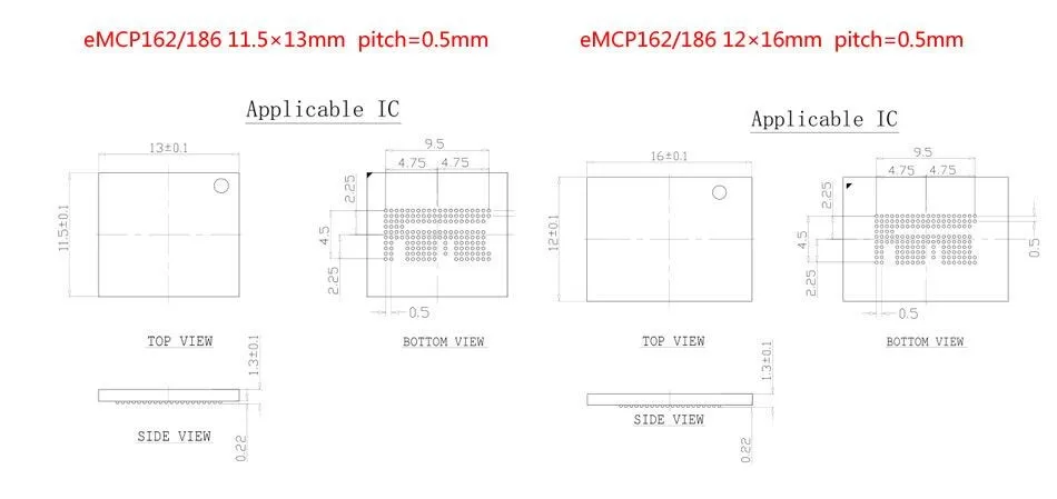 11,5x13 мм eMMC eMCP BGA Разъем 3 в 1 адаптер с USB картой, для BGA153 BGA169 BGA162 BGA186 BGA221, восстановление данных смартфона