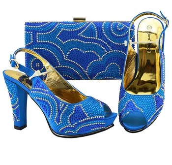 

Hot Selling Woman Shoes And Bag Set Italian Rhinestone High Heels Shoes With Matching Bag For Party Size 38-43