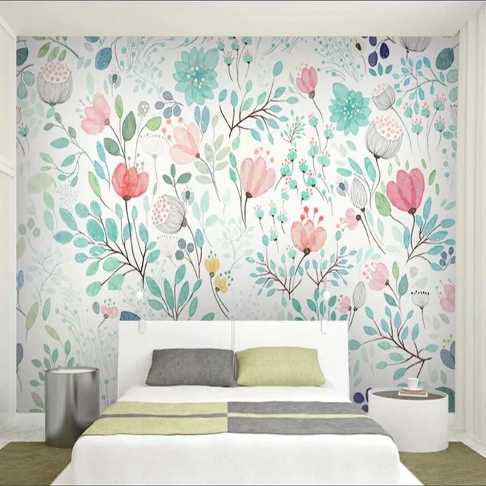 

Watercolor 3D Floral Wallpaper Mural Fresh Small Flowers Wall Murals Wall Decals Wall Paper Rolls Nursery Living Room Wallpapers