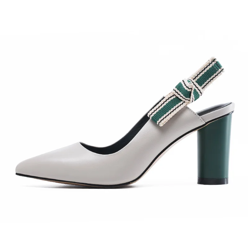 Universe Leisure Genuine Leather Pumps Women Shoes Slingbacks Womens Heels High Quality Butterfly-knot Ladies Pumps 8cm H134