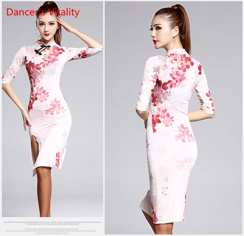 Новинка Профессиональный элегантные пикантные неравный Для женщин cheongsam юбка с бахромой женские латинские для танго сальсы бальных танцев платье для танцев