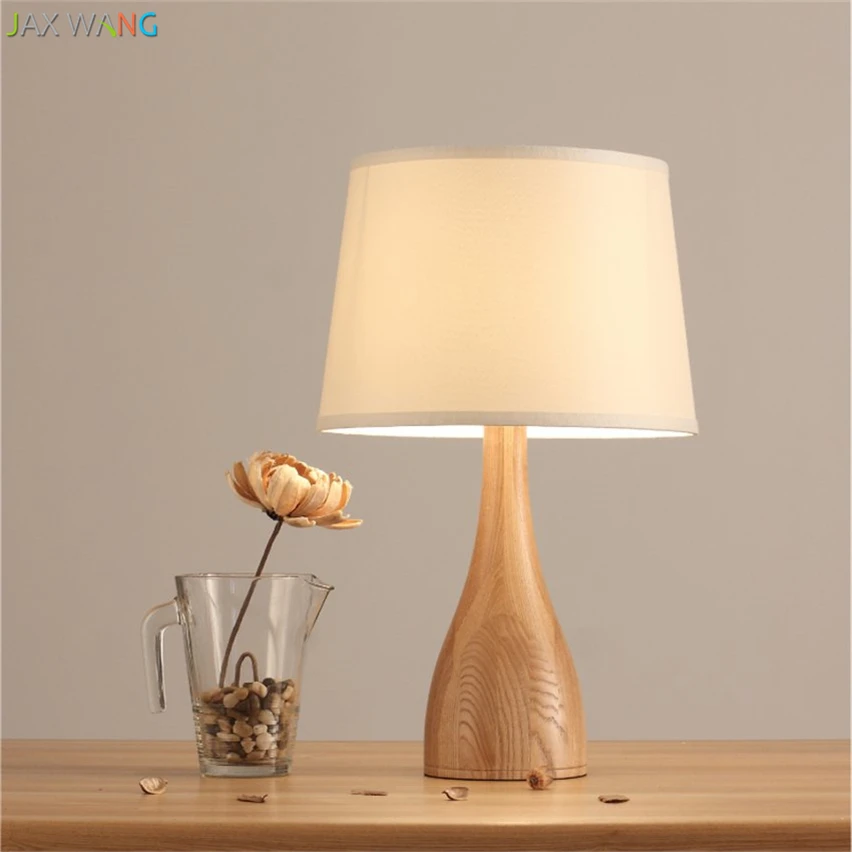 Modern Minimalist Solid Wood Table Lamps Wooden Desk Lights for Living