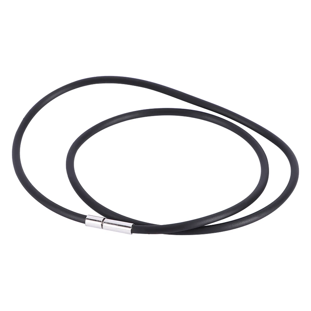 2 мм черный резиновый шнурок для ожерелья браслет с замком из нержавеющей стали простое колье-ошейник для женщин и мужчин ювелирные изделия аксессуары