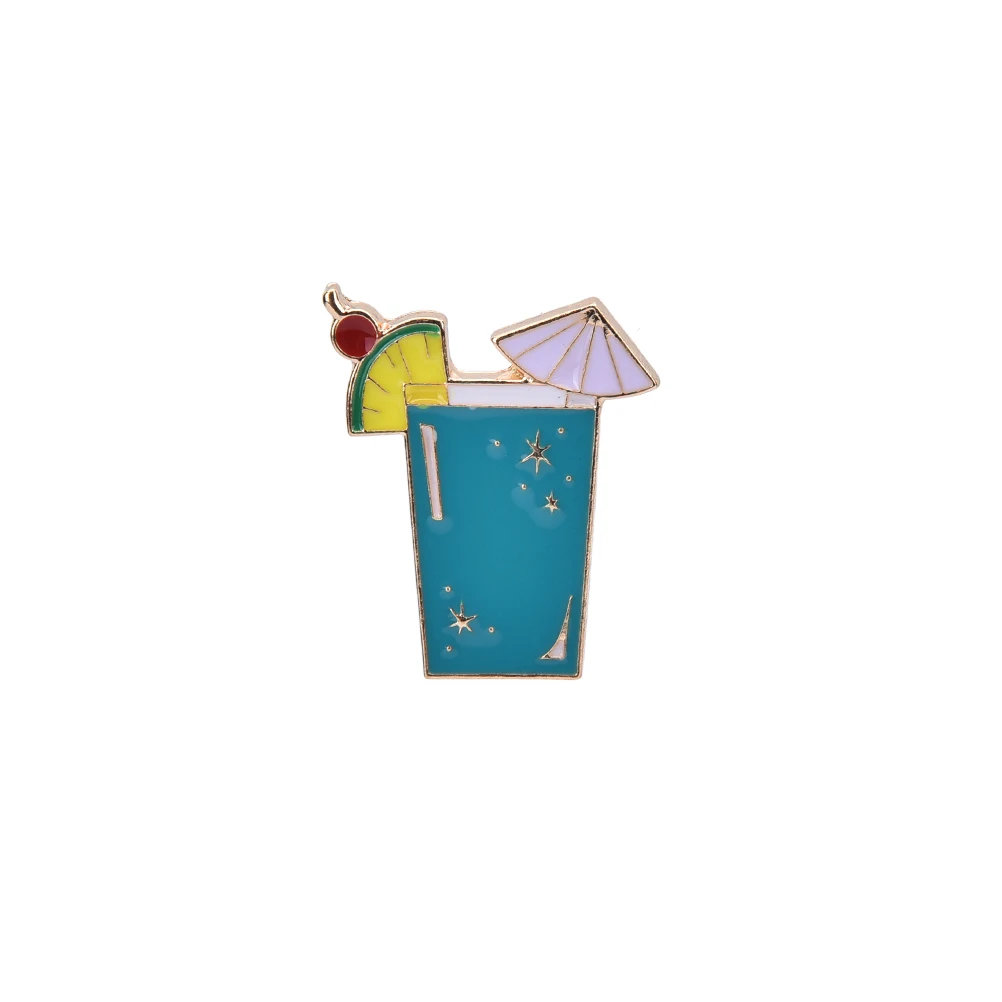 Summer Style Brooch Cute Drink Parrot Birds Button Pins Brooches Metal Brooch Pins for Women Jewelry Gift for Girls