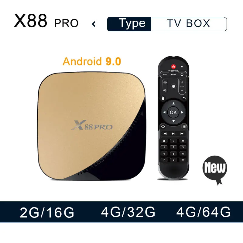 

X88 pro TV BOX 4GB RAM 64GB Android 9.0 Rockchip RK3318 Quad core 2.4&5G Dual Wifi H.265 Youtube 4K media player