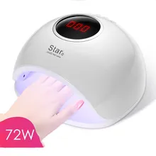 72 Вт самая высокая Мощность маникюр, ультрафиолетовый, светодиодный потолочный светильник двойной источник света быстрое сушильное устройство Гель-лак аппарат для маникюра инструмент с ЖК-дисплей Дисплей движения Сенсор