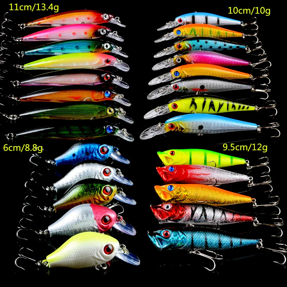 New 26pcs/Set Fishing Lures Mix 4 Varisized Fishing Baits Minnow Lure
