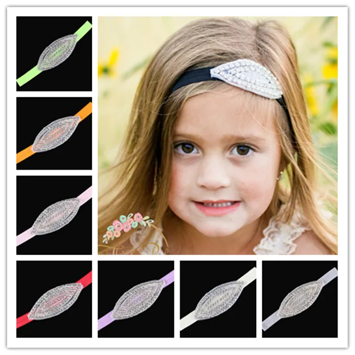 (10pcs/lot) Baby Girl Rhinestone Headbands Elastic Headbands With Oval Bling Crystal Bridal