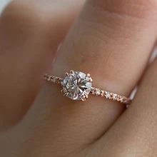 Сердца прозрачный кубический циркон Bling розовое золото серебро женское кольцо обручальное Женское Обручальное кольцо на палец Вечерние