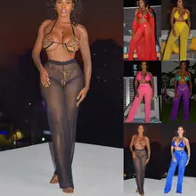 Сексуальный, женский, вязаный, с сеткой, пляжные прозрачные штаны, сетчатые прозрачные штаны-бикини