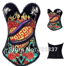 Сексуальное женское белье черная змея баска корсет праздничная одежда 2268 S- XL