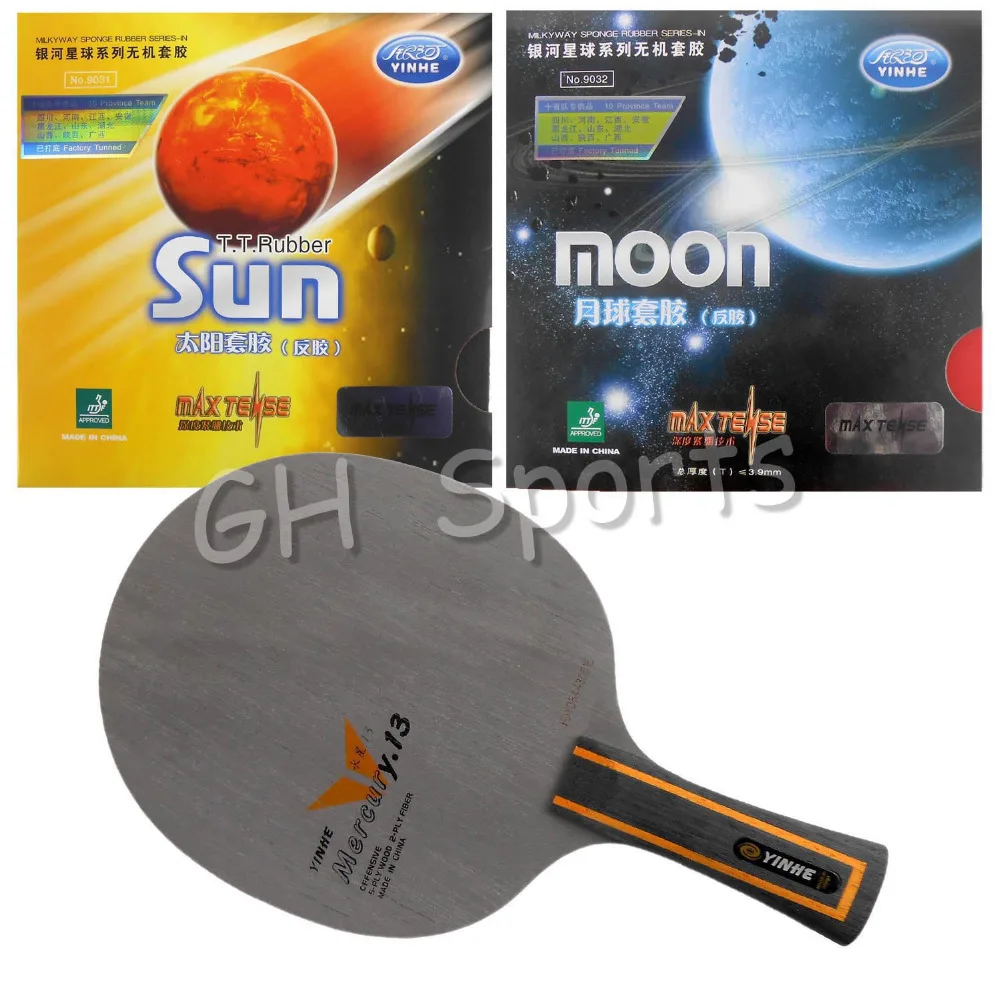 

Pro Table Tennis PingPong Combo Racket Galaxy YINHE Mercury.13 with Sun and Moon Factory Tuned Long Shakehand FL
