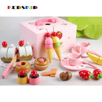 

Baby Toys Strawberry Simulation Cake/Afternoon Tea Set Cut Game Pretend Play Kitchen Food Wooden Toys Child Birthday Gift