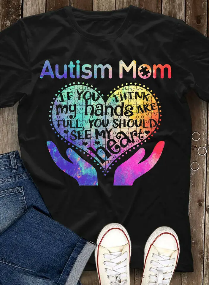

Autism Mom Colorful Black T Shirt Gift For Mom Black Size S 3Xl