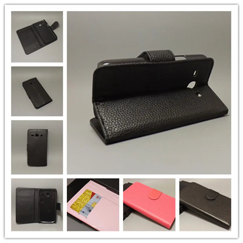 

for Samsung Galaxy Core Plus G3500 Trend 3 G3502 G3508 lizhi case cover stand function for with 2 Card Holder and pouch slot