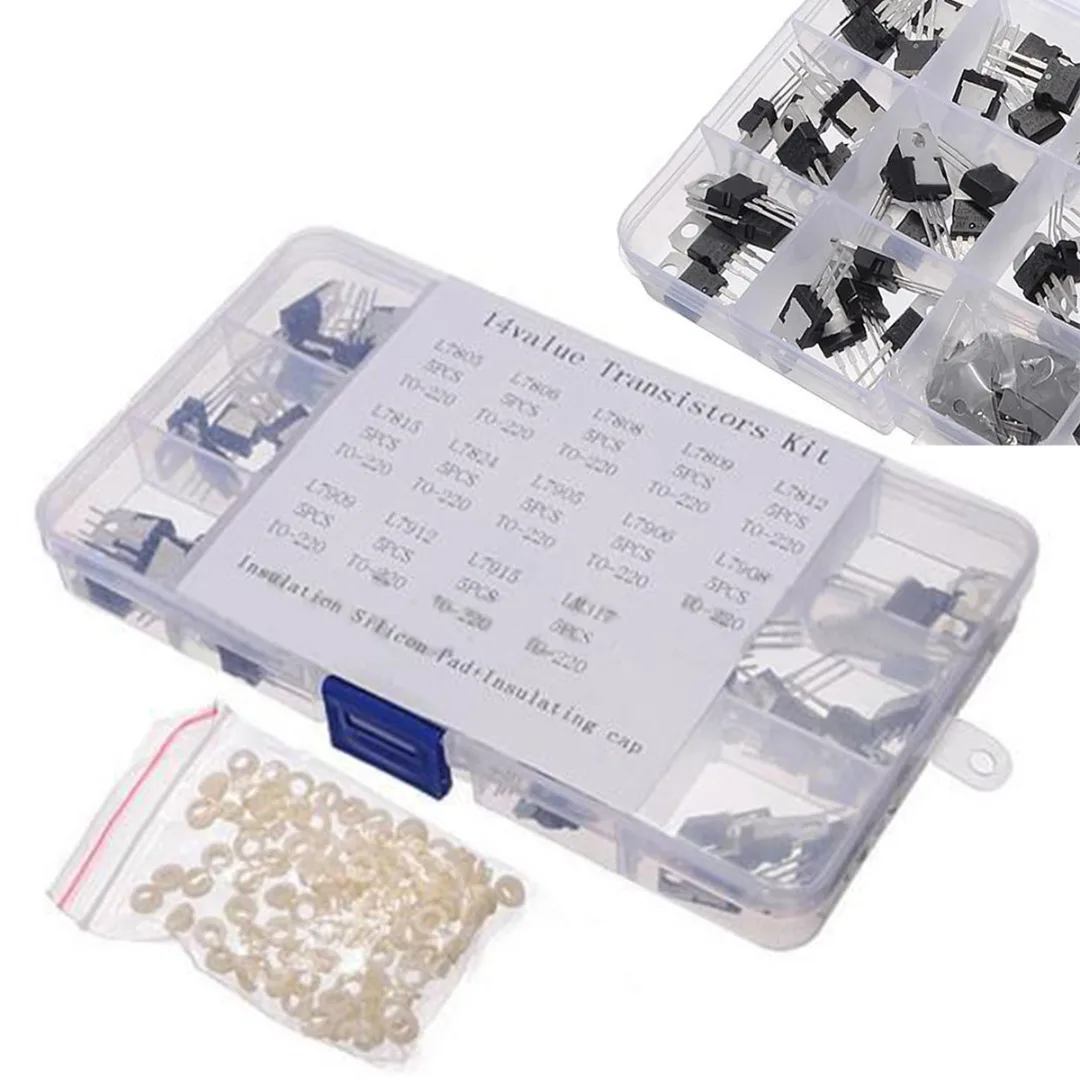 70pcs/set L7805-LM317 Transistor Kit Voltage Regulator + 100pcs Insulated Caps with Box