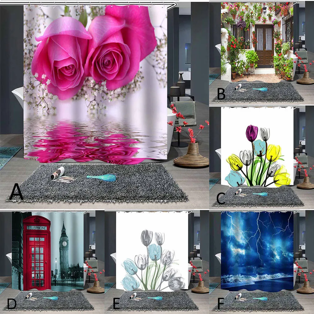 Печатные занавески для душа s экран для ванны Водонепроницаемые изделия декор для ванной комнаты с крючками занавески для душа с 12 крючками 180x180 см