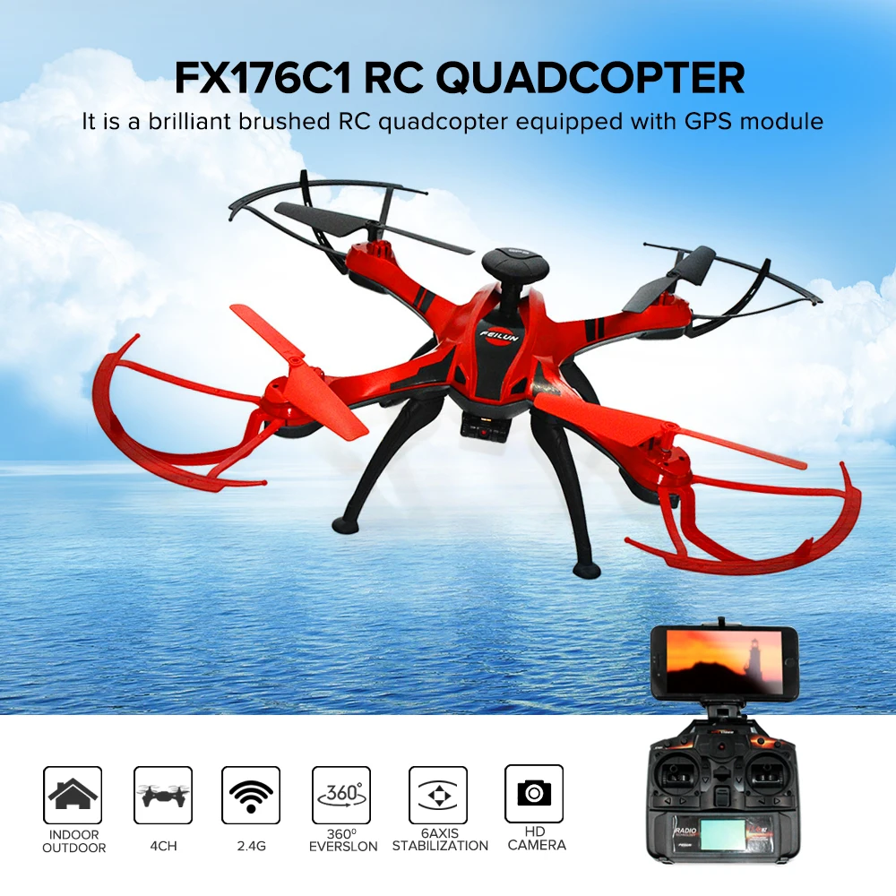 

FX176C1 RC Quadcopter Drone With Camera HD Remote Control Helicopter Camera GPS Rc Drone With 2MP Camera Brushed rc Quadcopter