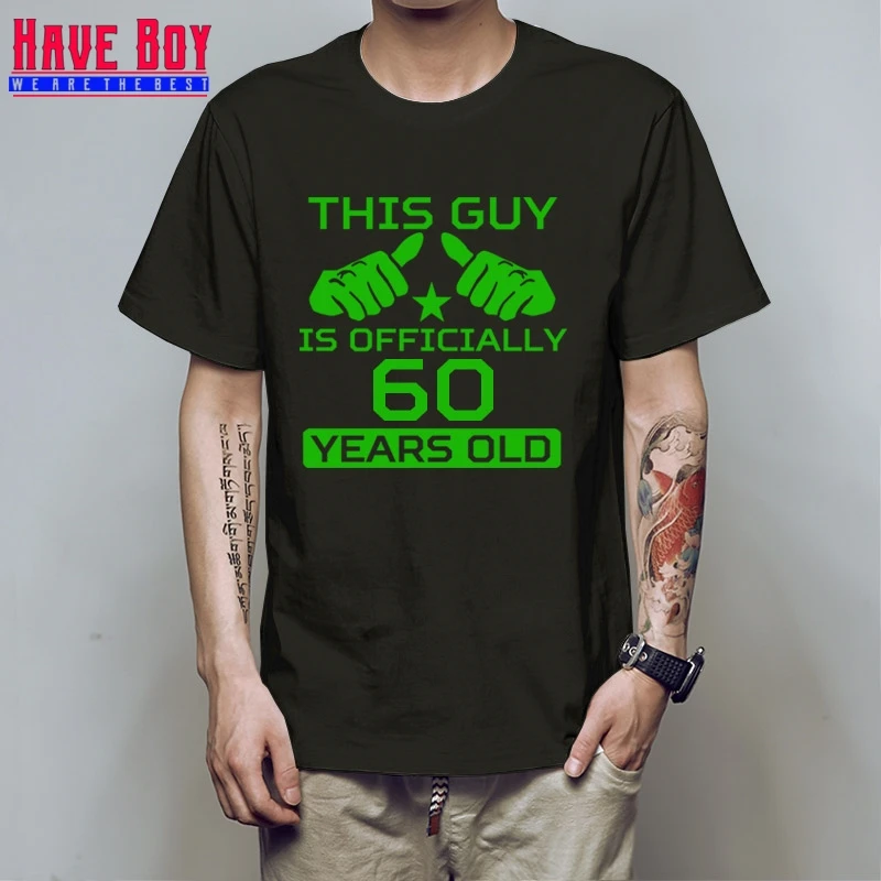 Футболка с надписью HAVE BOY Age Bday для мальчиков 60 лет мужская рубашка на день