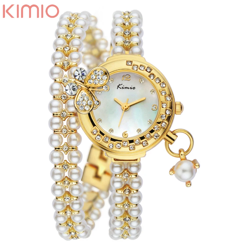 2016 Kimio Brand Fashion Women Analog Quartz Watch Luxury Ladies Pearl Crystal Wrist Watch Relojes Mujer