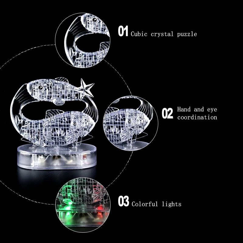 FBIL-3D двенадцать созвездий Кристалл Головоломка Diy Строительство развивающие игрушки самозагрузка огни рыбы