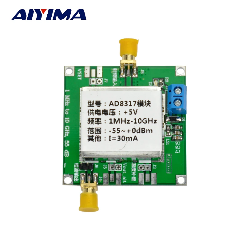 

Aiyima DC5V AD8317 Modules RF Power Meter Logarithmic Detector Power Controller Signal Amplifier Fm HF VHF UHF1MHz-10GHz